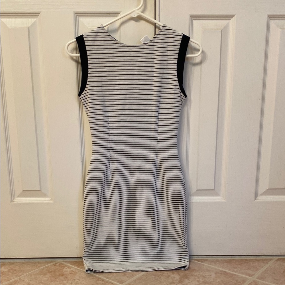 Bar III Gray Sleeveless Sheath Mini Dress . It’s above my knees and I’m 5 eight